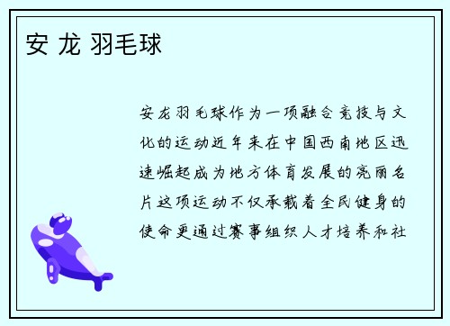 安 龙 羽毛球
